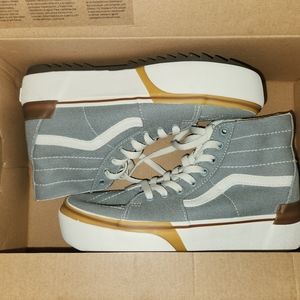 NEW Vans Sk8-Hi Tan Stackform Canvas Platform shoes.